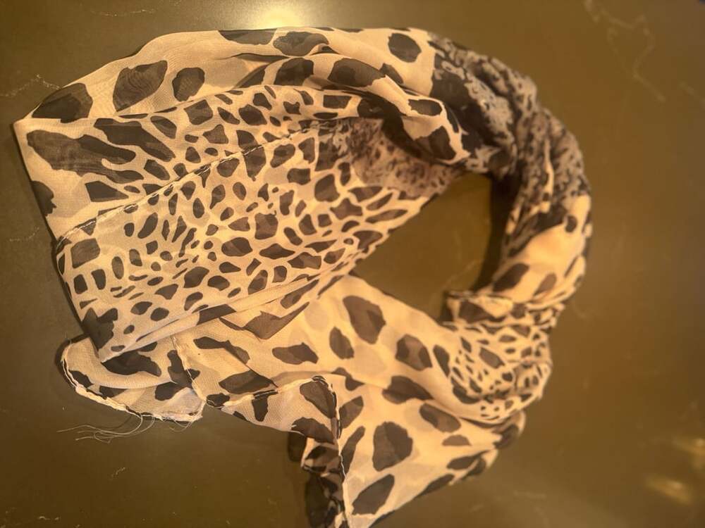 Vintage Semi Sheer 28" x 59" Leopard Cheetah Print Scarf